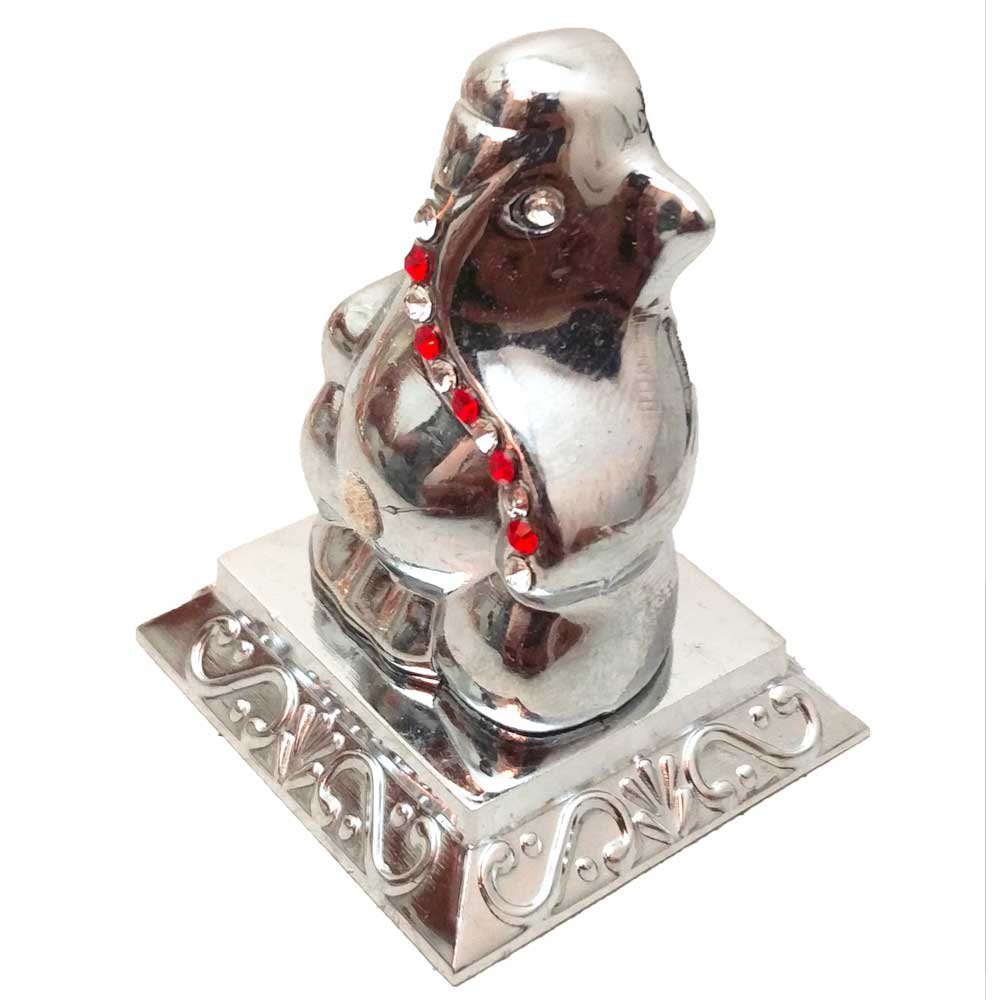Silver Finish God Ganesha Statue For Car 2 Inch ( 5.5 cm )