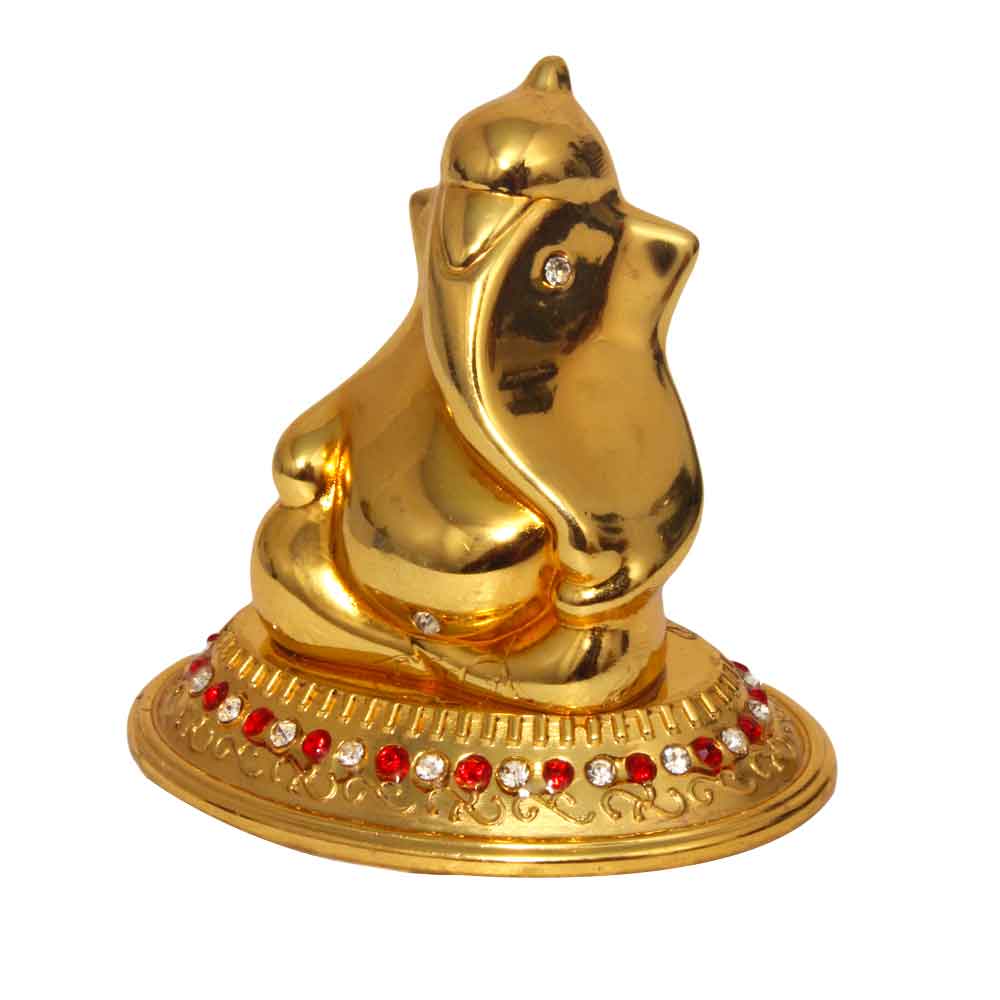 Gold Plated God Ganesha Statue Mini Idol 2.5 Inch