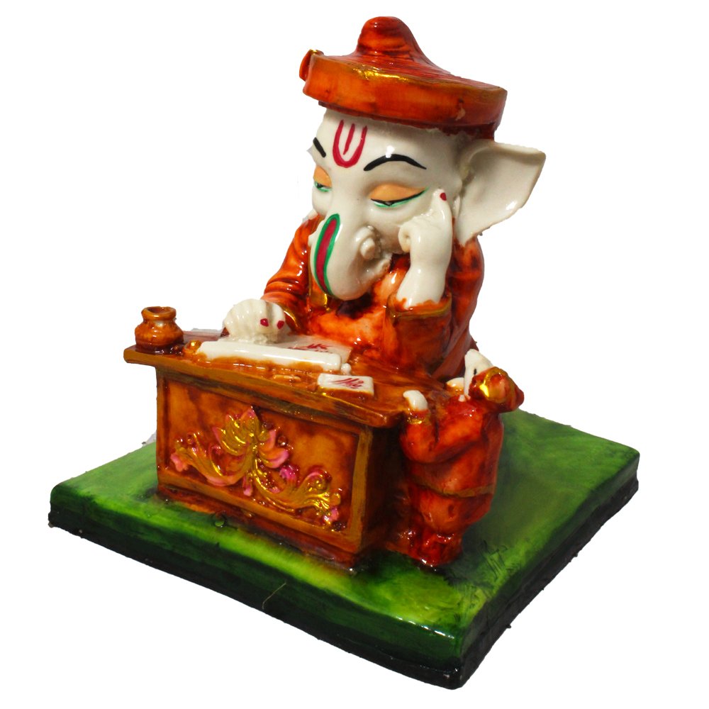 Lord Ganesha Idol while Studying 6 Inch ( 15.5 cm )