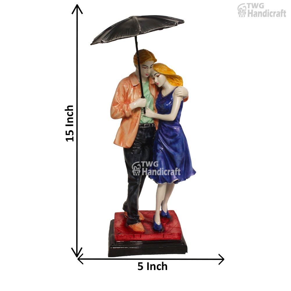 Polyresin Couple Figurine Statue Manufacturers in India | Umbrella Couple Factory Rate