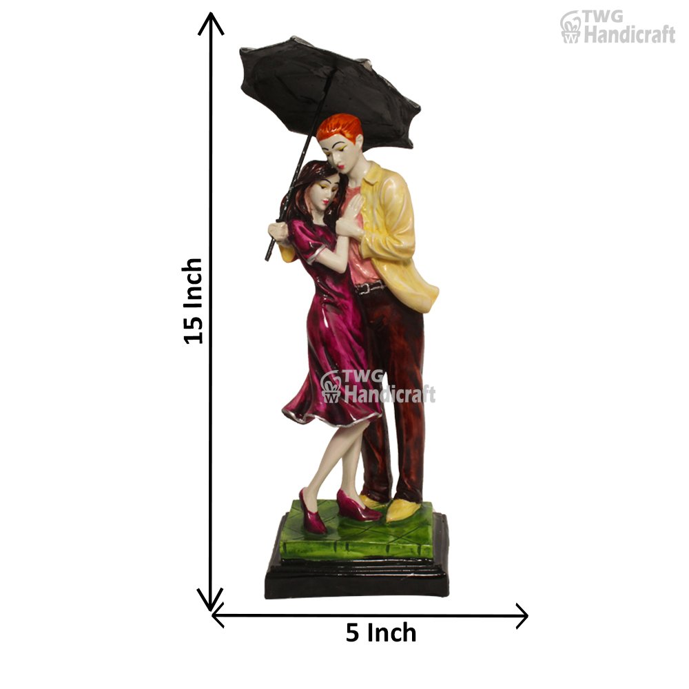Polyresin Couple Figurine Statue Manufacturers in Delhi | Umbrella Couple Factory Rate