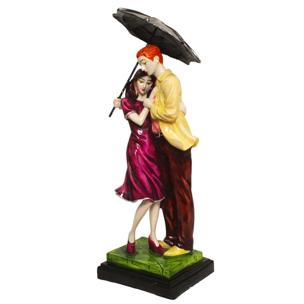 Handicraft Umbrella Love Couple Decorative Statue 15 Inch ( 38.5 cm )