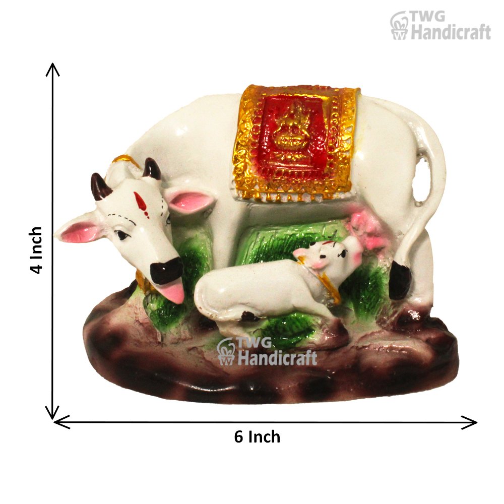 Cow and Calf Sculpture Figurine Manufacturers in Delhi | White Metal Cow Statue