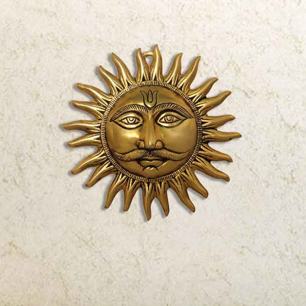 Cast Aluminium Surya Face Wall Hanging Showpiece 10 Inch ( 25.5 cm )