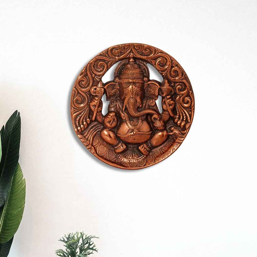 Cast Aluminium Wall Hanging Metal Ganesha 13 Inch ( 33.5 cm )
