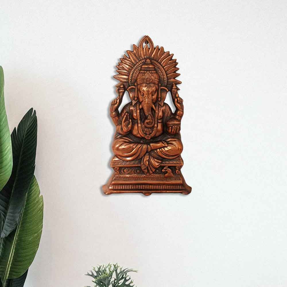 Wall Hanging Cast Aluminium Ganesha Sculpture 22 Inch ( 56 cm )