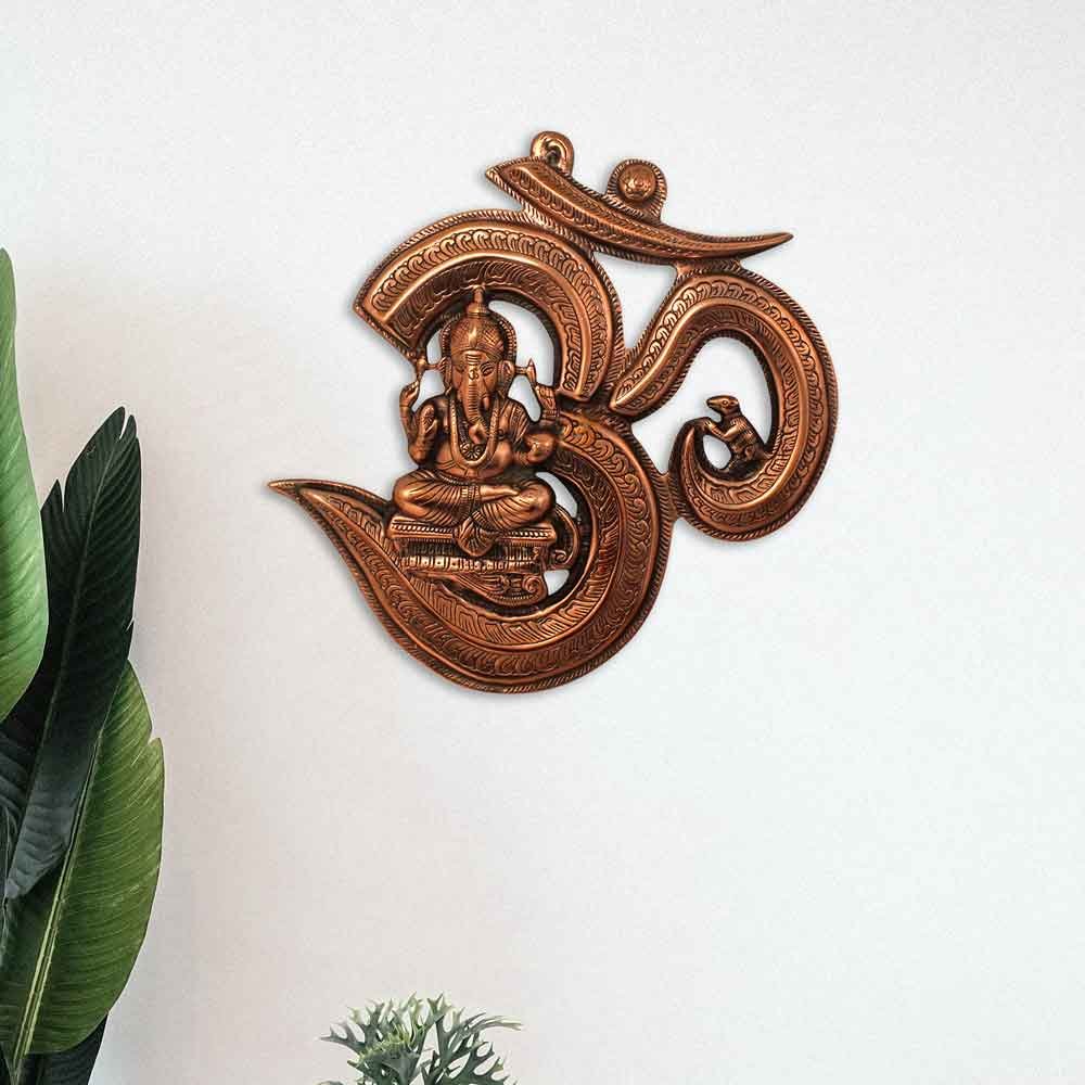 Wall Decor Om Ganesha Aluminium Metal Wall Hanging 15 Inch ( 38.5 cm )