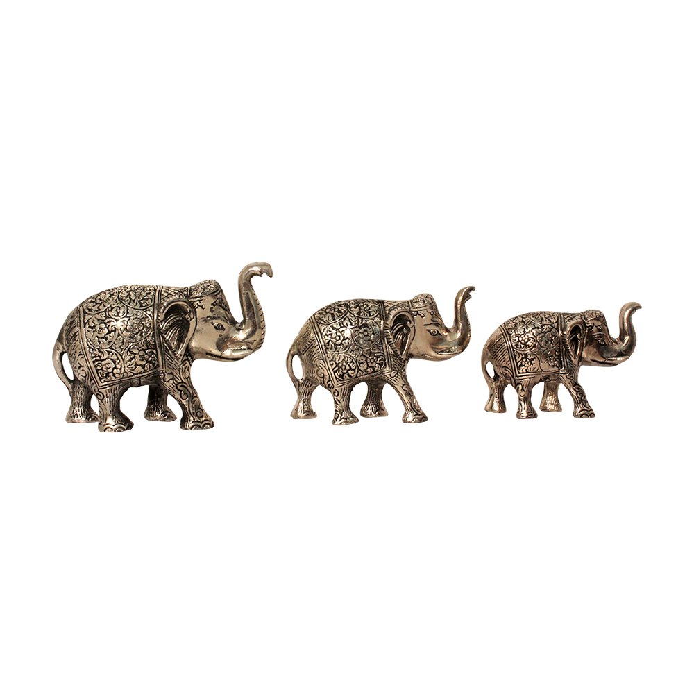 Cast Aluminium Elephant Family Feng Shui Vastu Figurine 5 Inch ( 13 cm )