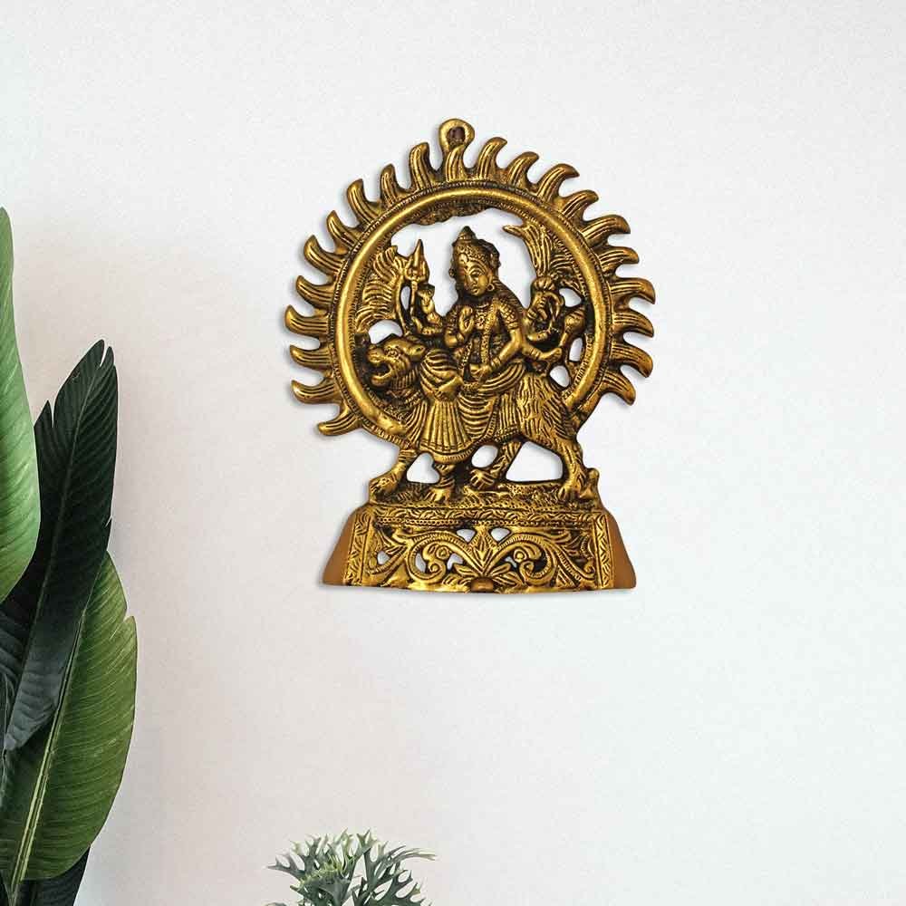 Ma Durga Metallic Aluminium Wall Hanging Item 9 Inch ( 23 cm )