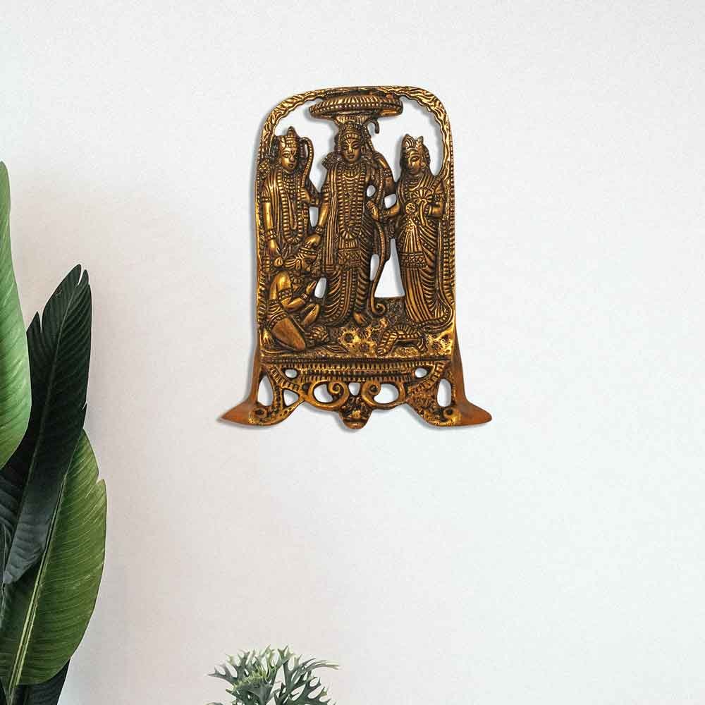 Ram Darbar Gold Plated Metallic Wall Hanging Item 9 Inch ( 23 cm )