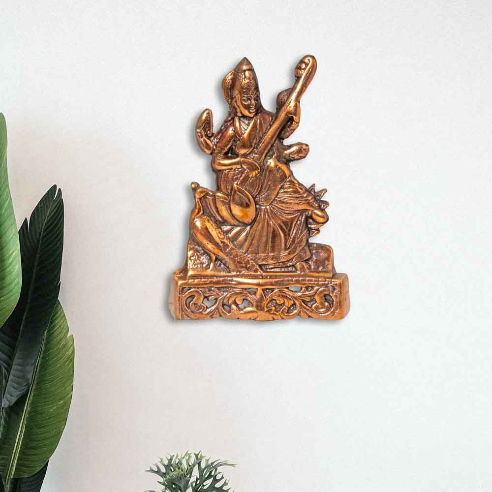 Goddess Saraswati Cast Aluminium Statue 6.5 Inch ( 17 cm )