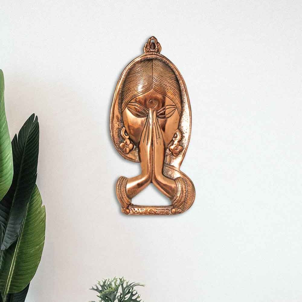 Cast Aluminium Namaste Lady Wall Decor Decor Showpiece 11.5 Inch ( 29.5 cm )