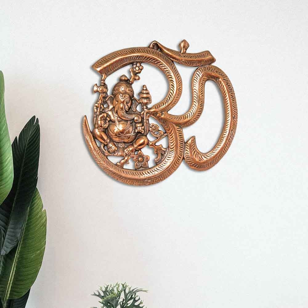 Om Ganesh Metallic Wall Hanging Article 10.5 Inch ( 27 cm )