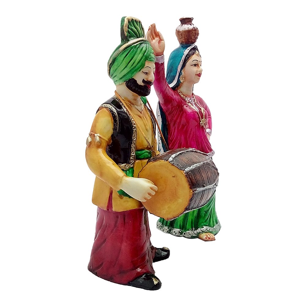 Dancing Punjabi Set Statue Showpiece 10 Inch ( 25.5 cm )