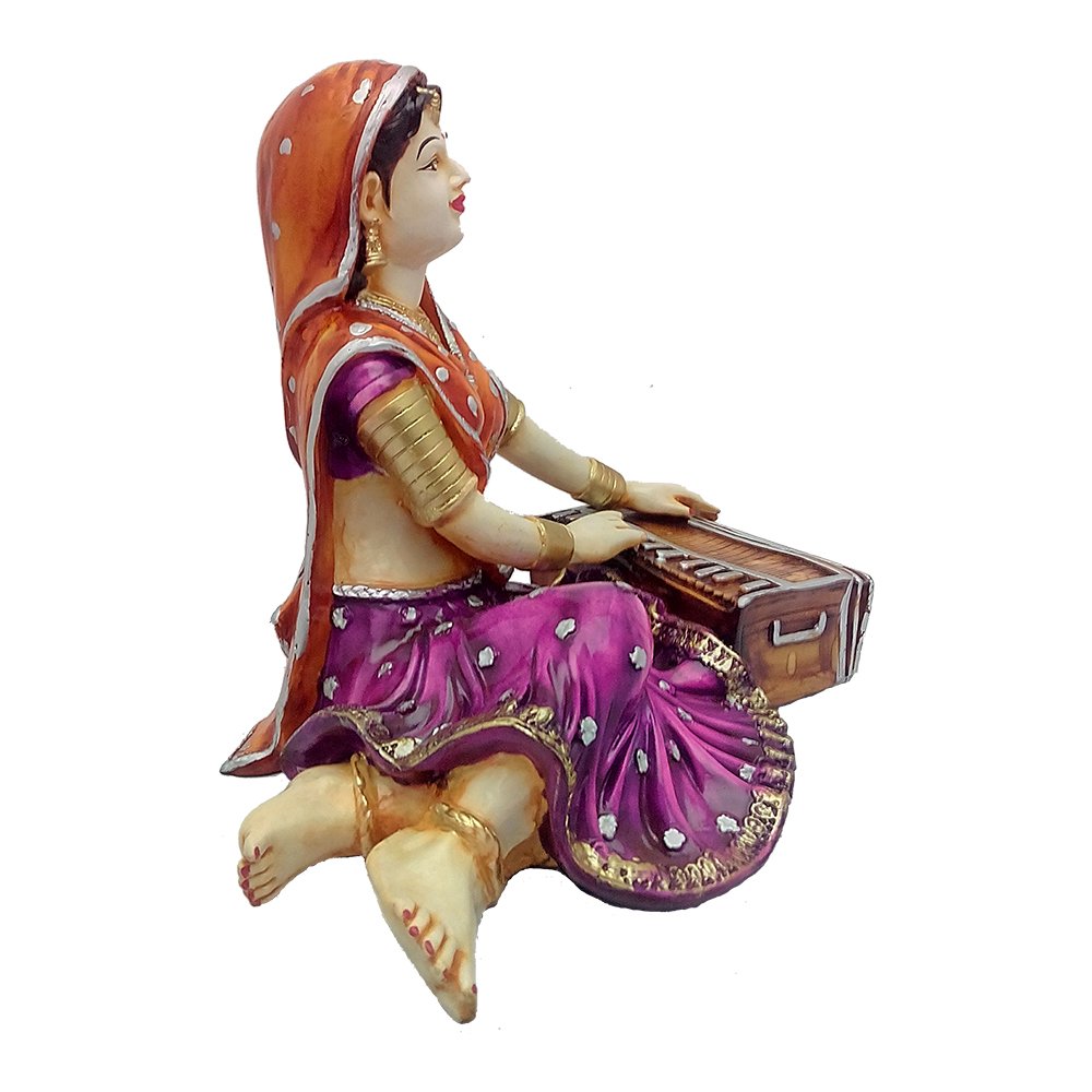Harmonium Lady Statue 10 Inch ( 25.5 cm )