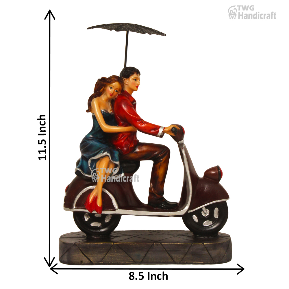 Scooter Couple Statue Couple Gift 11.5 Inch