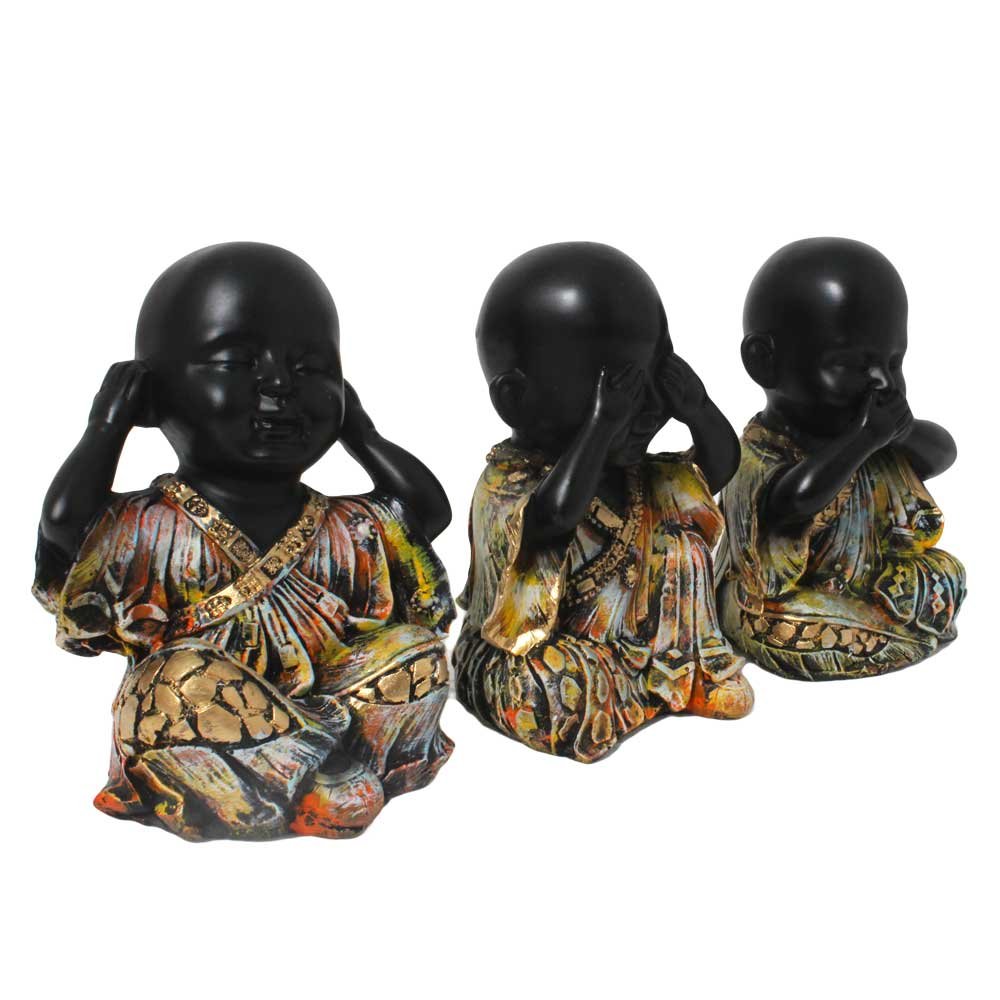 Set Of 3 Baby Gandhi Buddha Statue 6 Inch