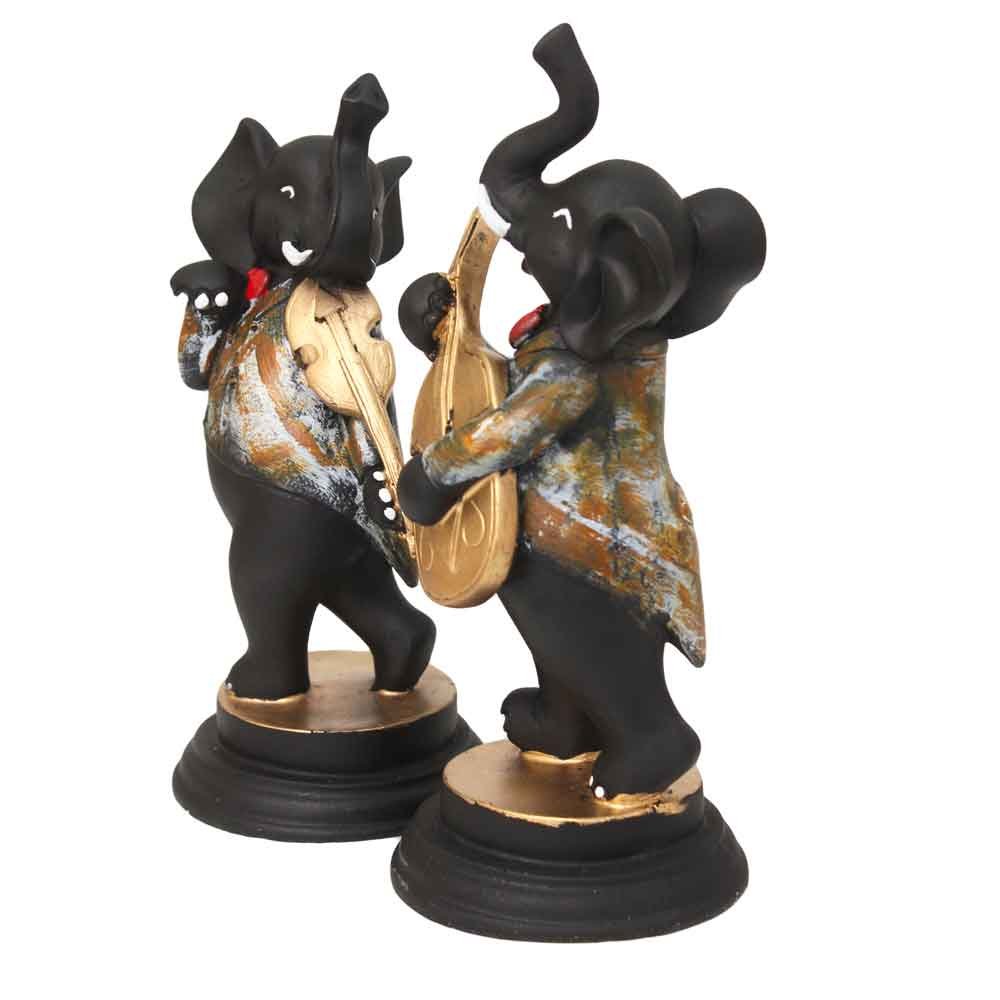 Musical Elephant Pair Showpiece 11 Inch ( 28 cm )