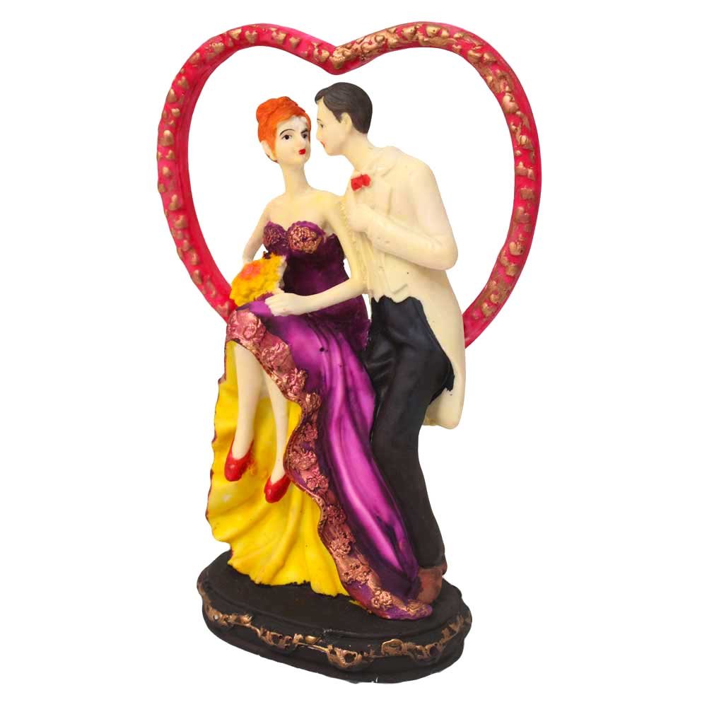 Heart Frame Couple Statue Gift Showpiece 9.5 Inch ( 24.5 cm )
