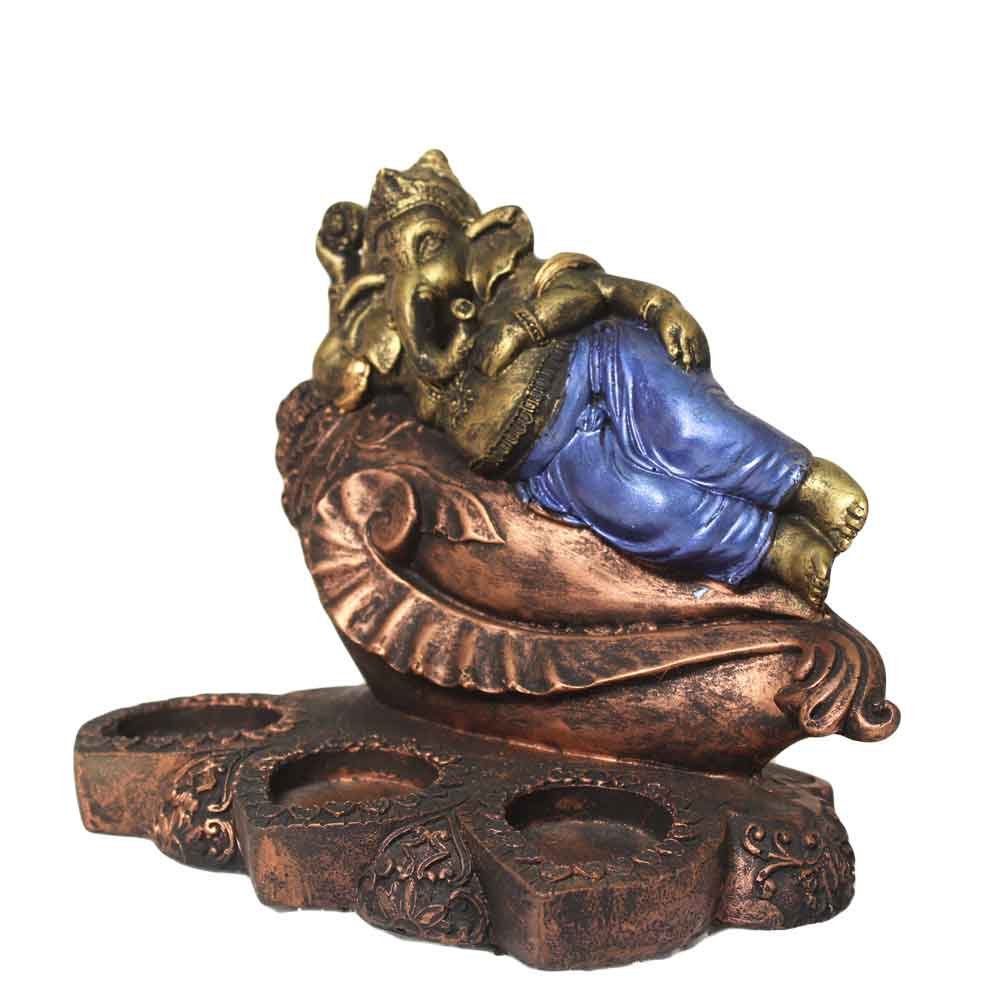 Resting Ganesha Statue in Antique Finish 6.5 Inch ( 17 cm )