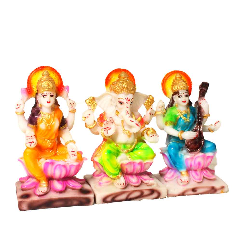 Laxmi Ganesh Saraswati Statue Religious Idol 7 Inch