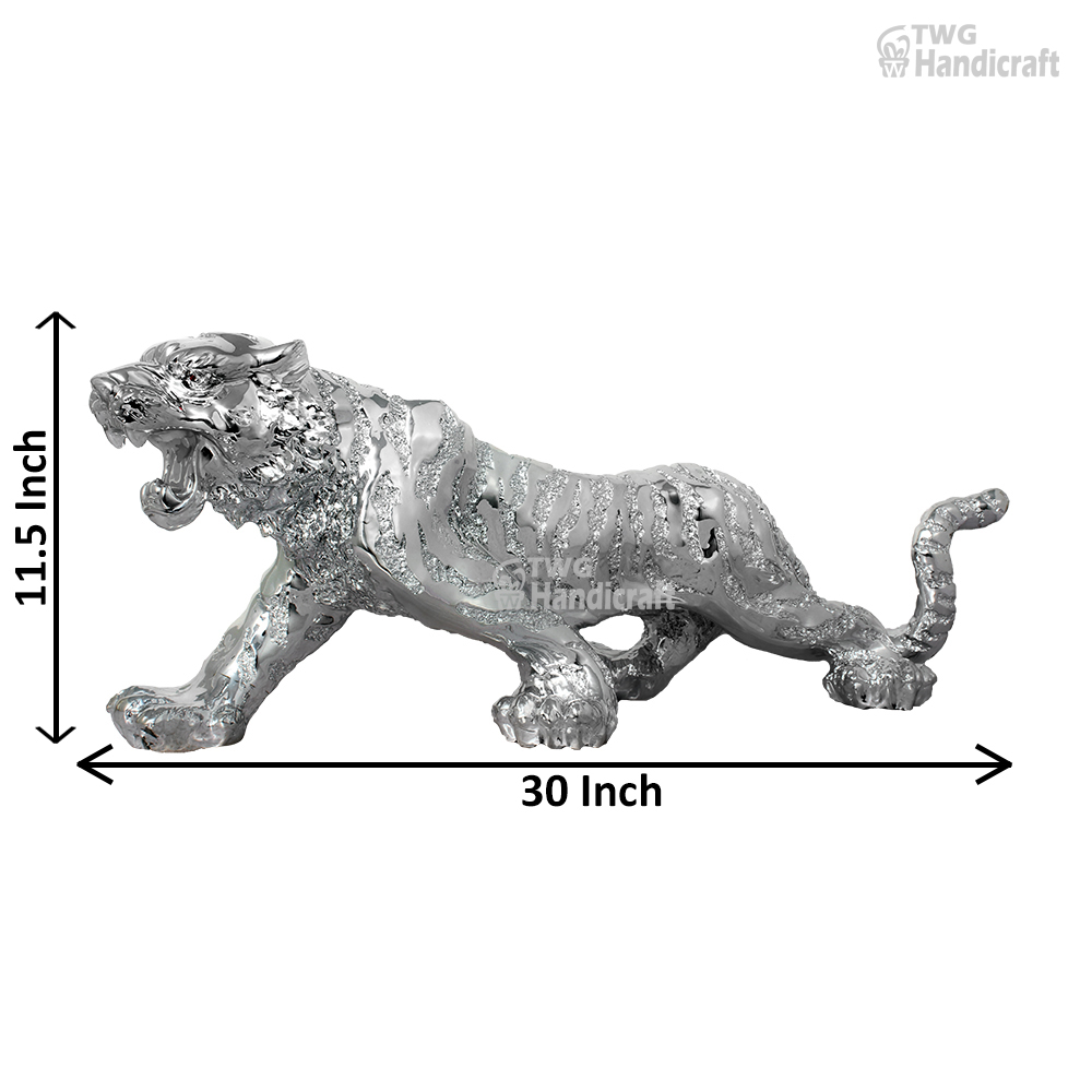 Silver Plated Lion Statue 11.5 Inch