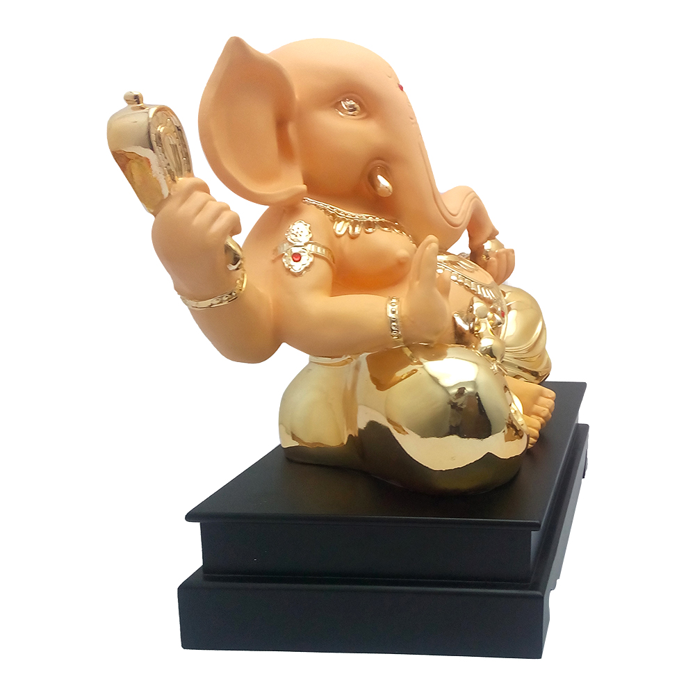 Gold Plated Ganesha Sculpture 16 Inch