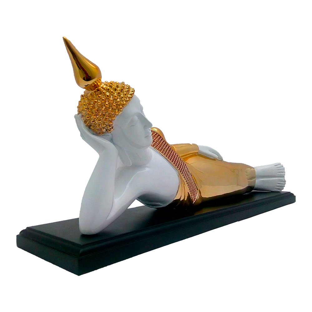 Gold Plated Resting Buddha Statue 9.5 Inch ( 24.5 cm )
