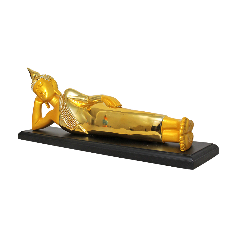 Gold Plated Resting Buddha Sculpture 9.5 Inch
