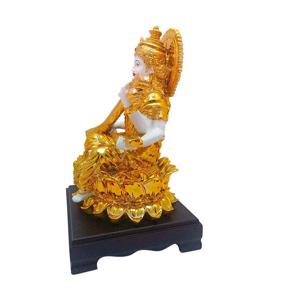 Gold Plated Ma Saraswati Statue 14 Inch