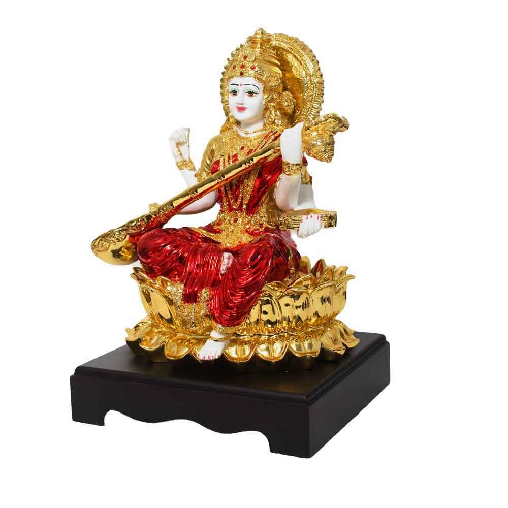 Gold Plated Saraswati Ma Idol 14 Inch ( 36 cm )