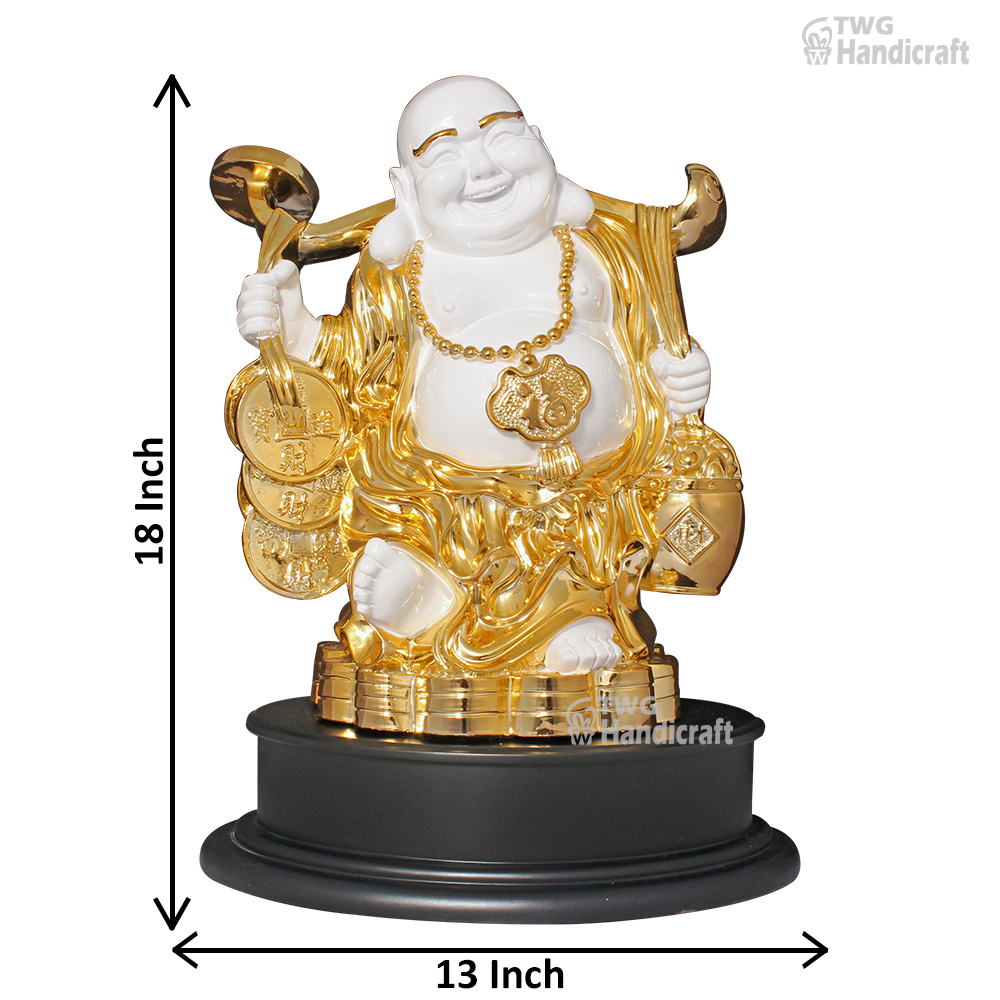 Gold Plated Feng Shui Laughing Buddha Showpiece 18 Inch