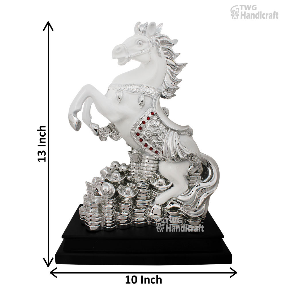 Silver Plated Horse Statue Showpiece 13 Inch