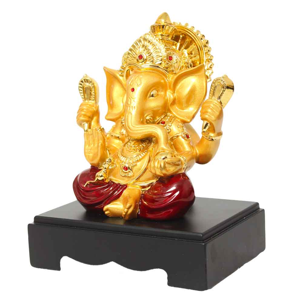 Gold Plated Ganesha Murti 9.5 Inch