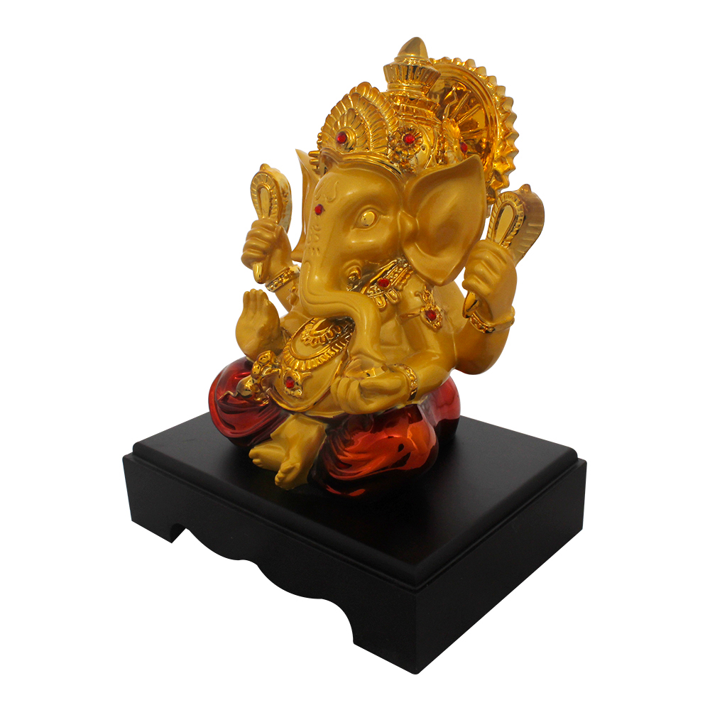 Gold Plated Ganpati Statue 9.5 Inch