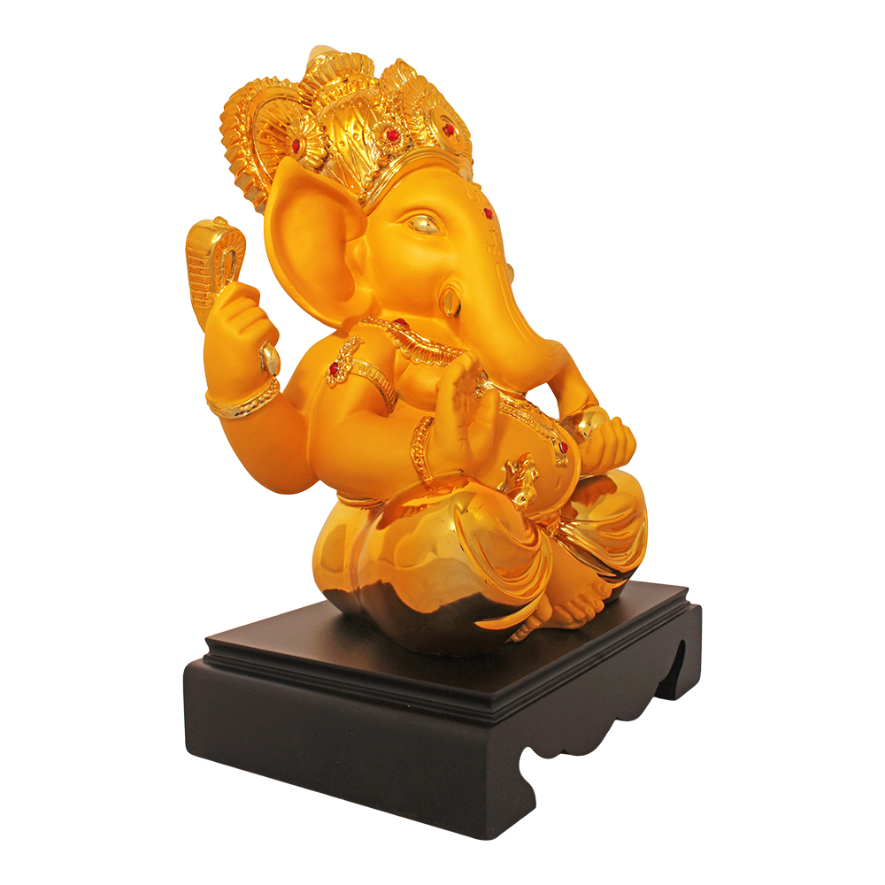 Gold Plated Ganpati Figurine 9.5 Inch