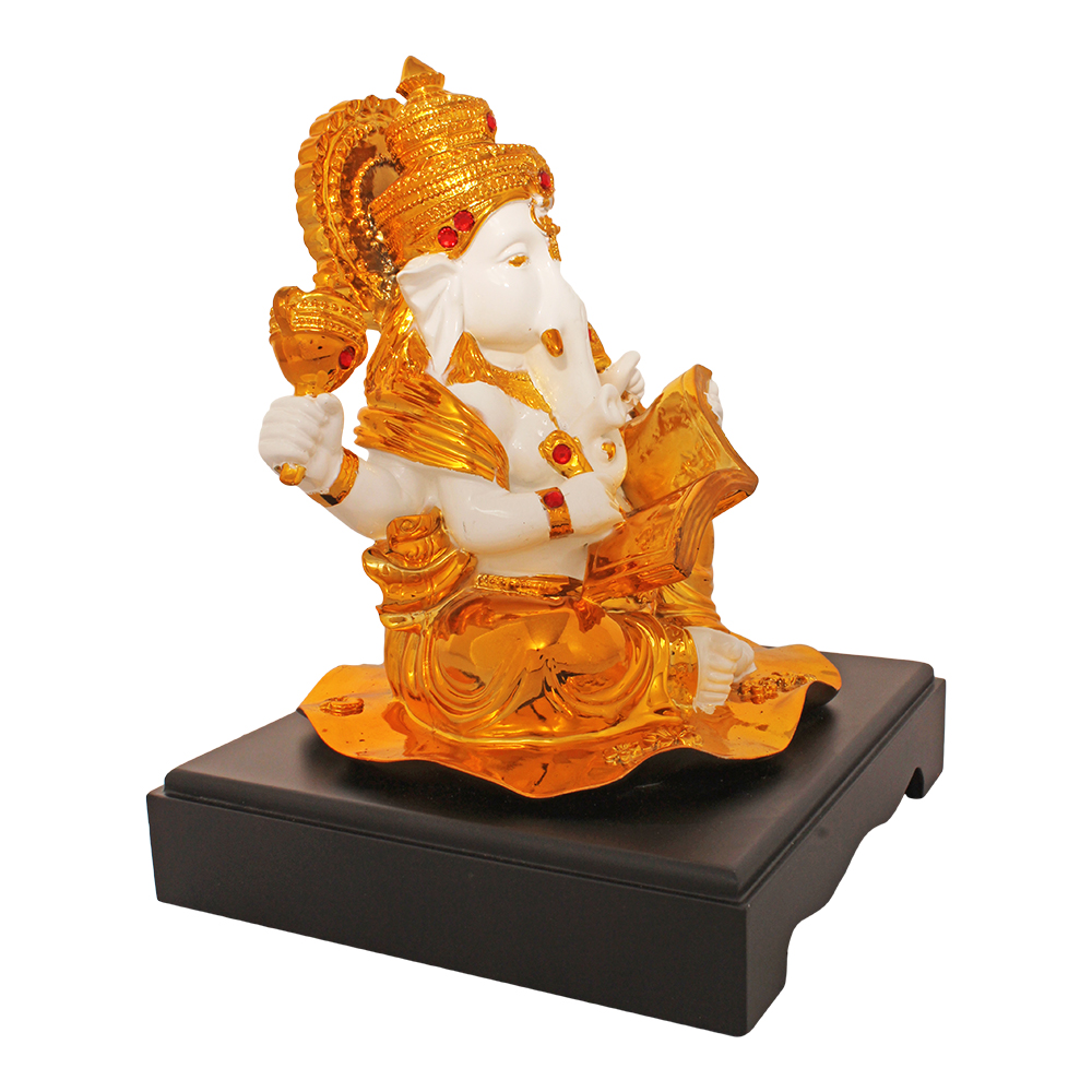 Gold Plated Hindu God Ganesha Idol 11 Inch