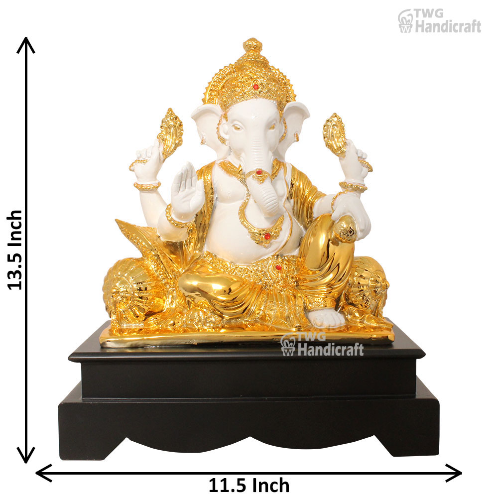 Gold Plated Hindu God Ganesha Showpiece 13.5 Inch