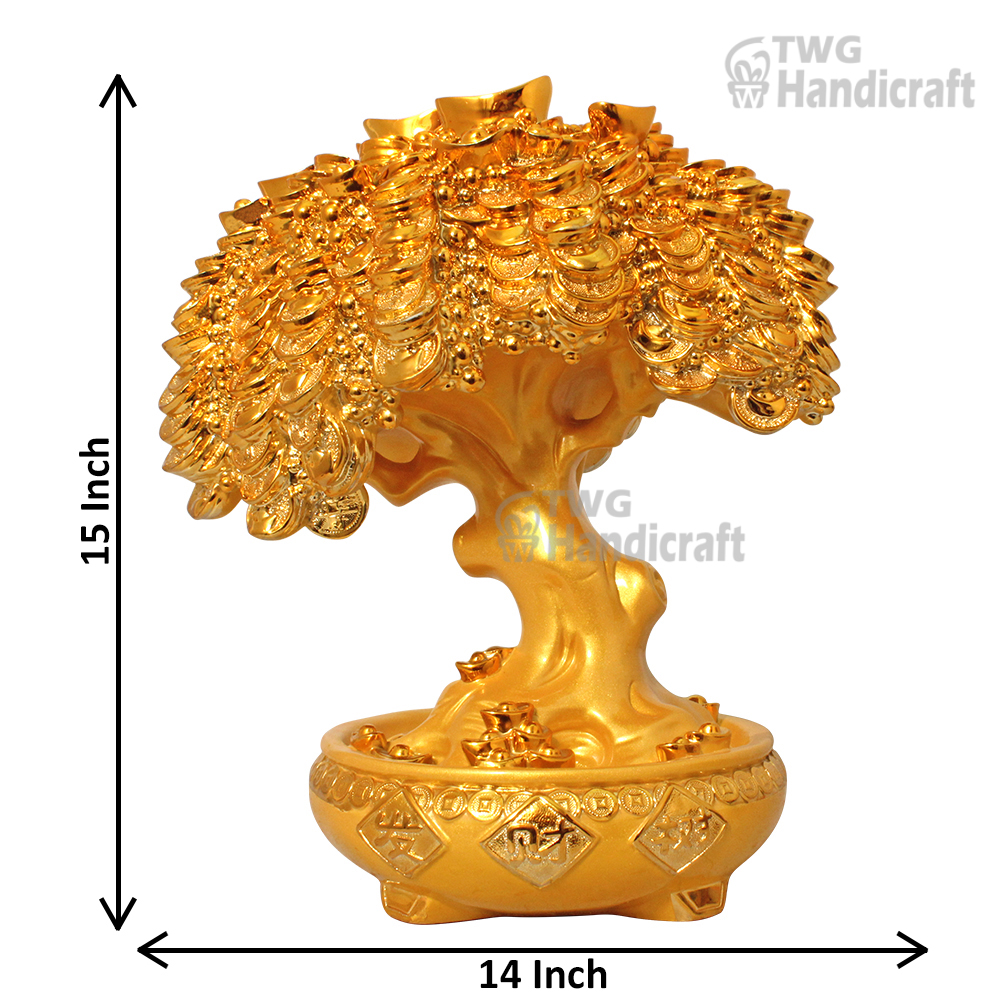 Gold Plated Coin Tree Vastu Showpiece 15 Inch