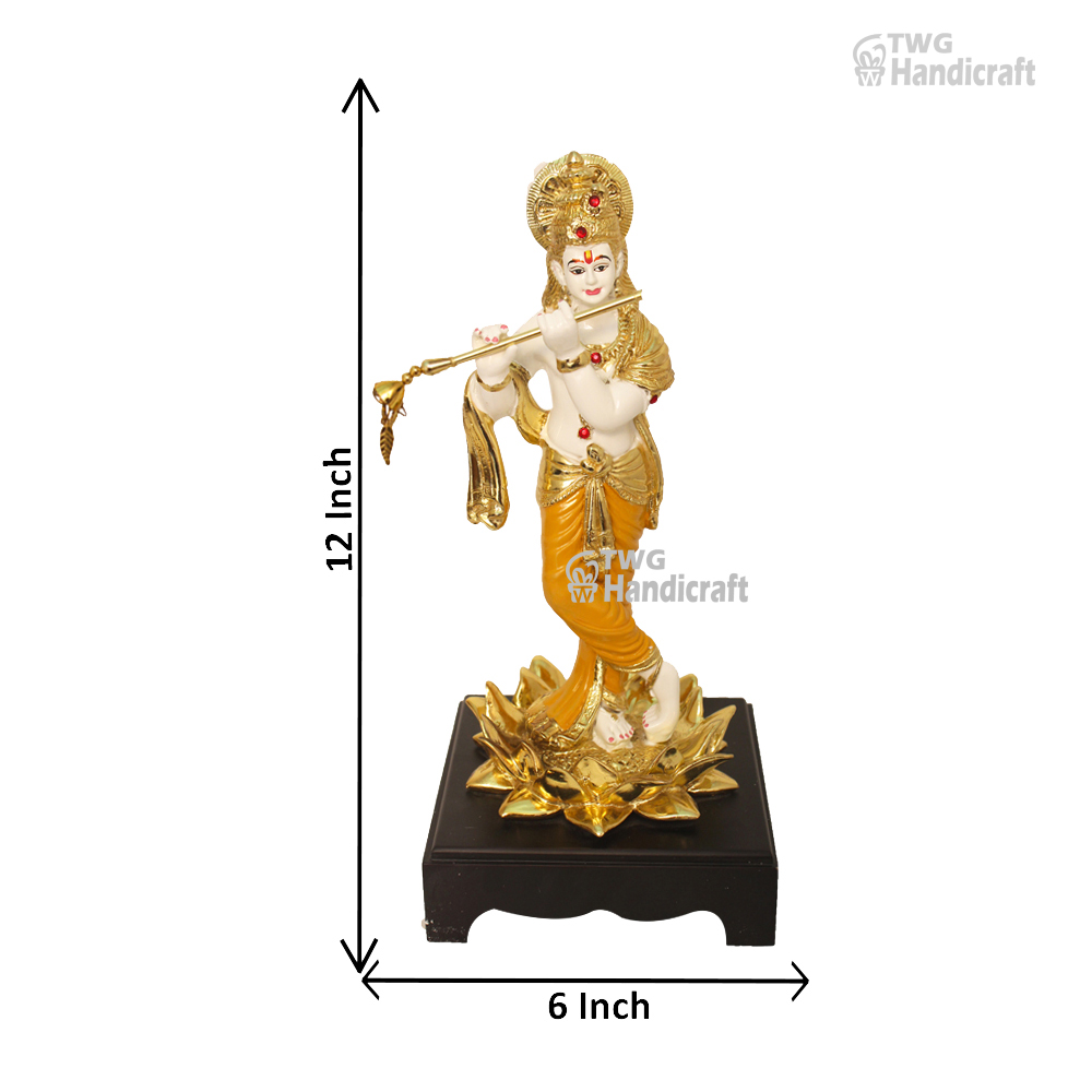 Gold Plated Handicraft Krishna Idol 12 Inch