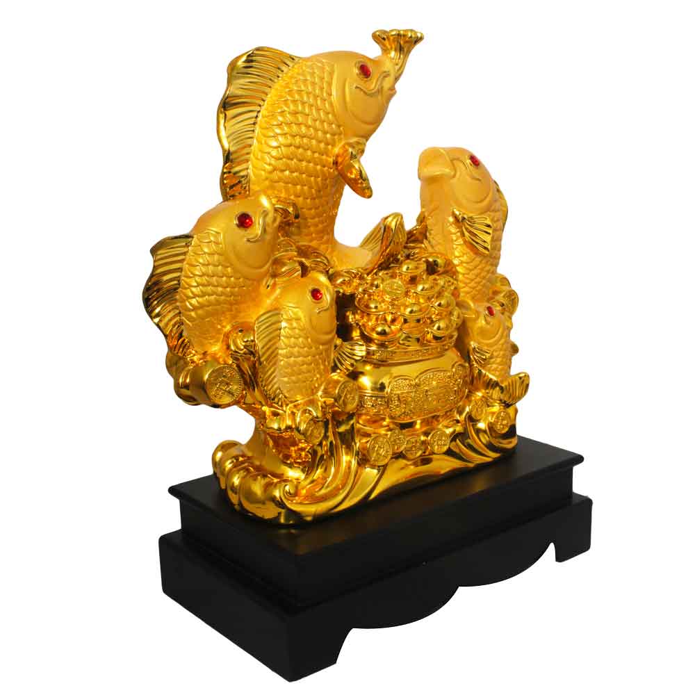 Gold Plated Fish Feng Shui Vastu Showpiece 17 Inch