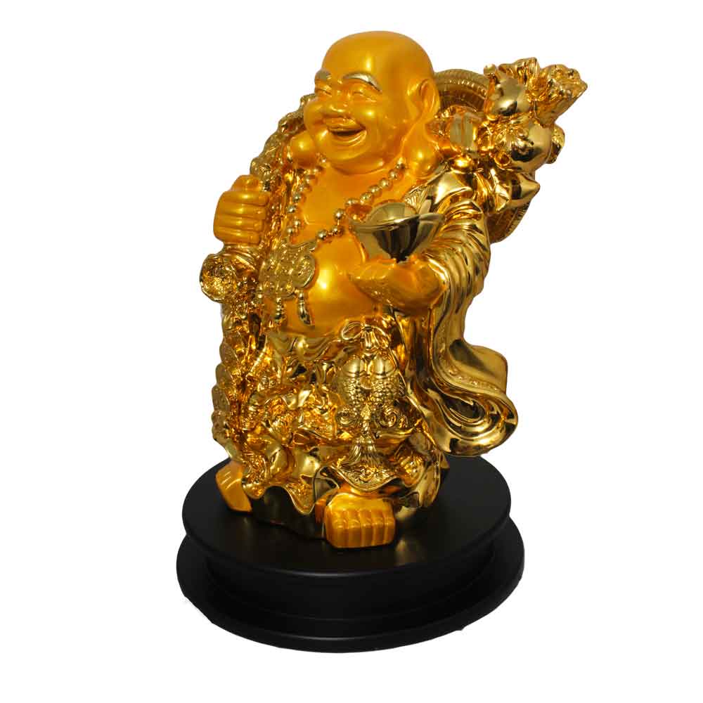 Gold Plated Laughing Buddha Vastu Idol 15 Inch