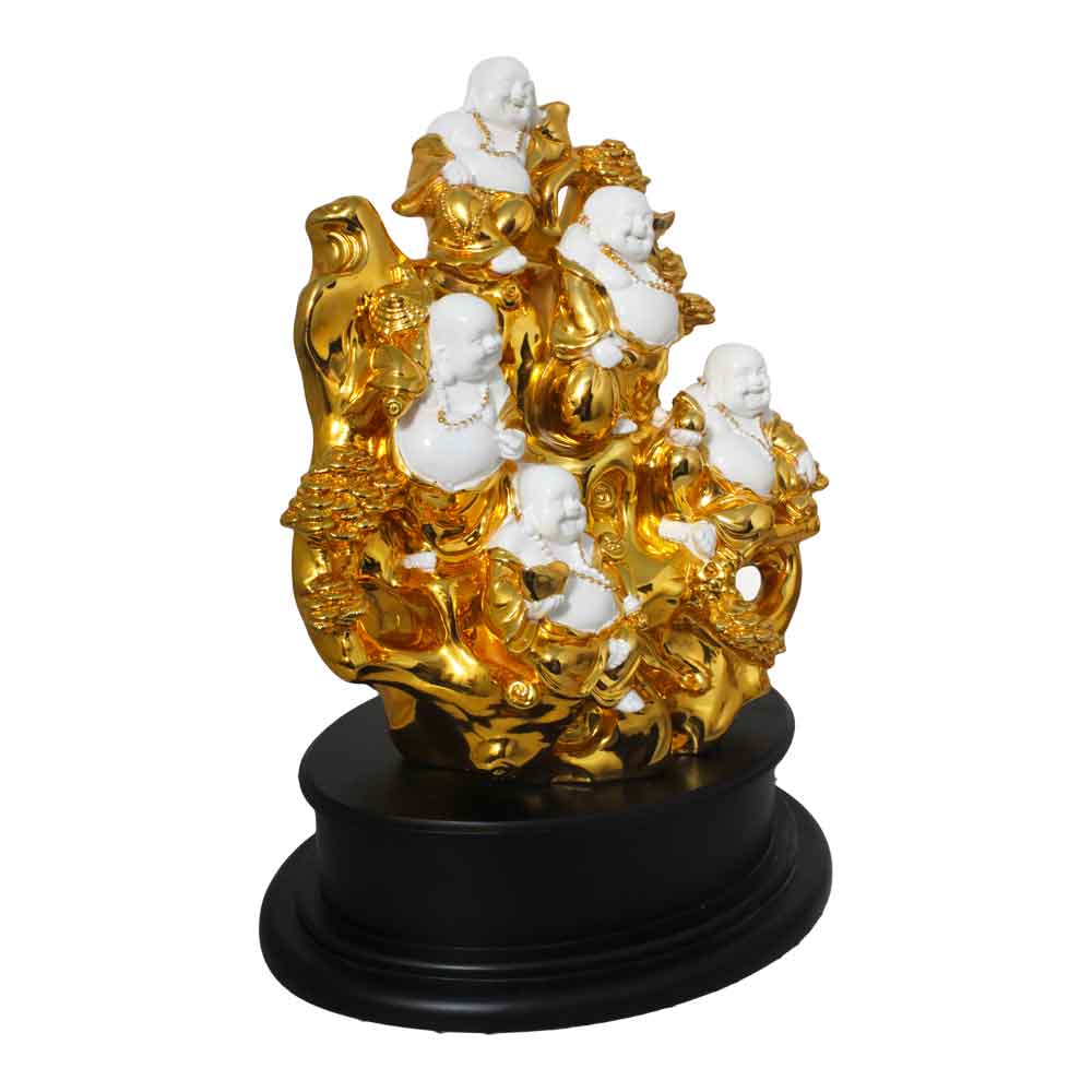 Gold Plated Laughing Buddha Vastu Figurine 17 Inch
