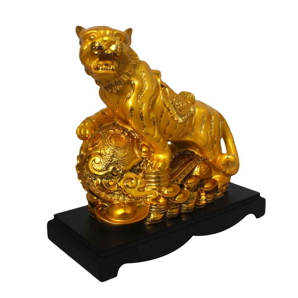 Gold Plated Lion Animal Statue  15 Inch ( 38.5 cm )