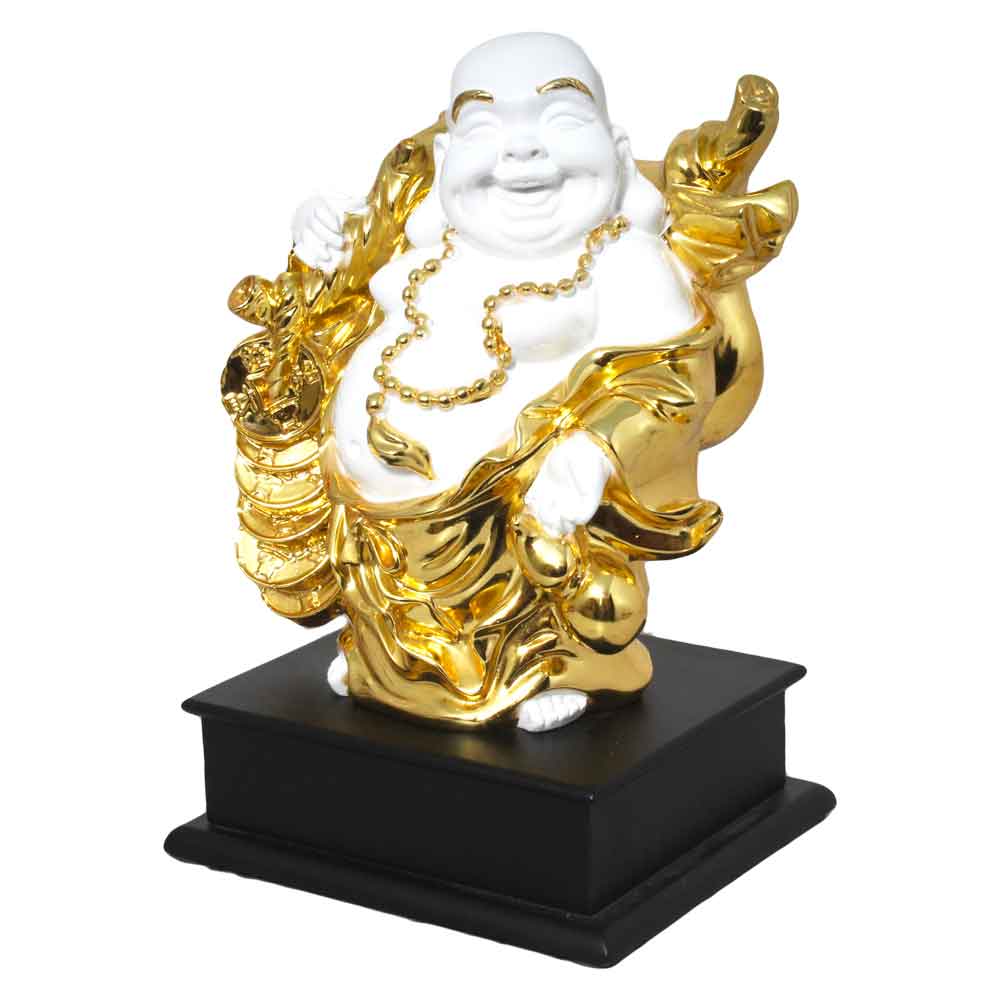 Gold Plated Handicraft Laughing Bhuddha Showpiece 9 Inch