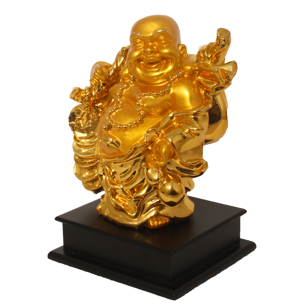 Gold Plated Handicraft Laughing Bhuddha Statue 9 Inch