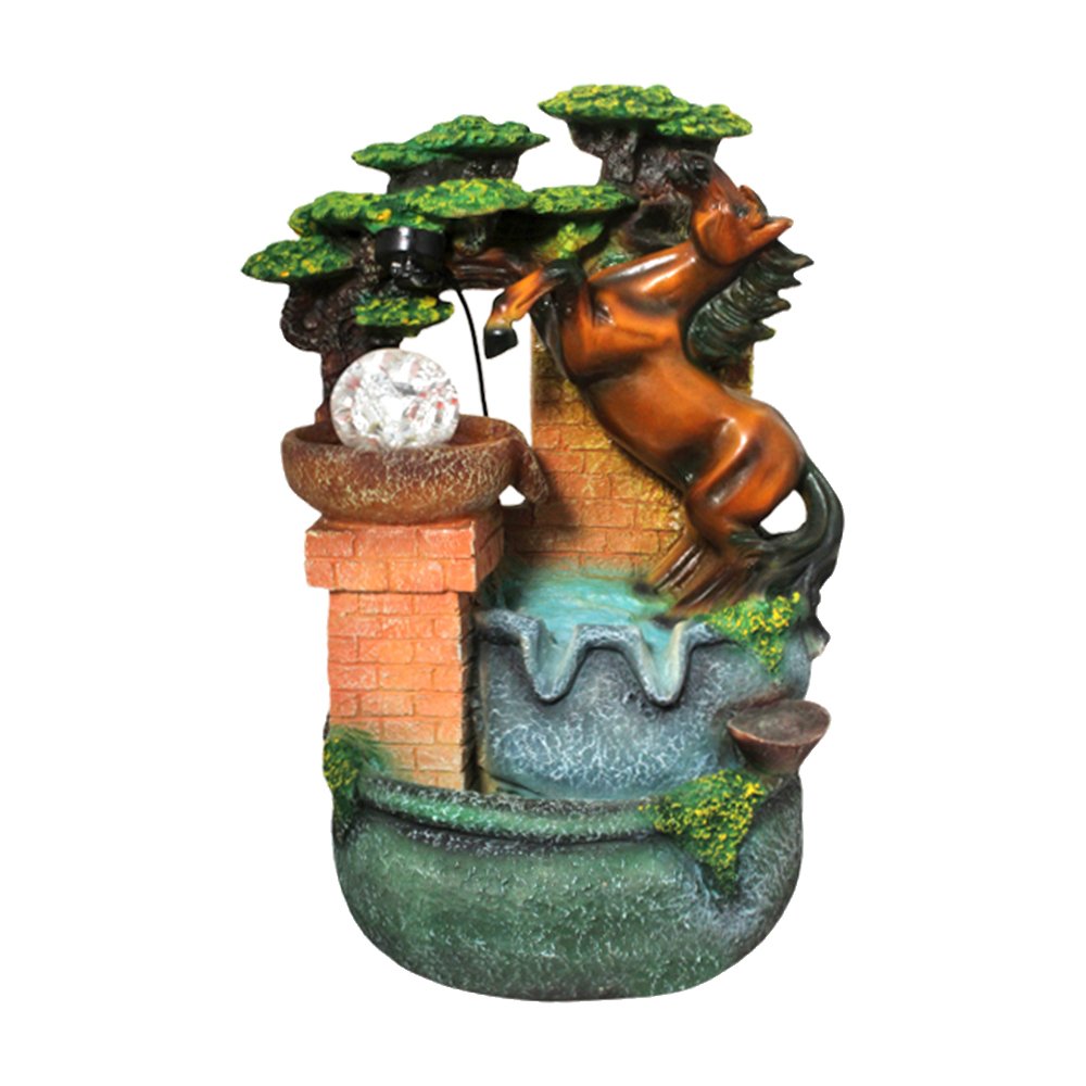 Horse Waterfall Water Fountain 15 Inch ( 38.5 cm )
