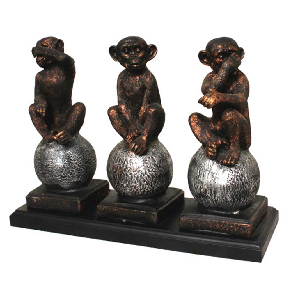 Ghandi Monkey Statue Showpiece 11 Inch ( 28 cm )