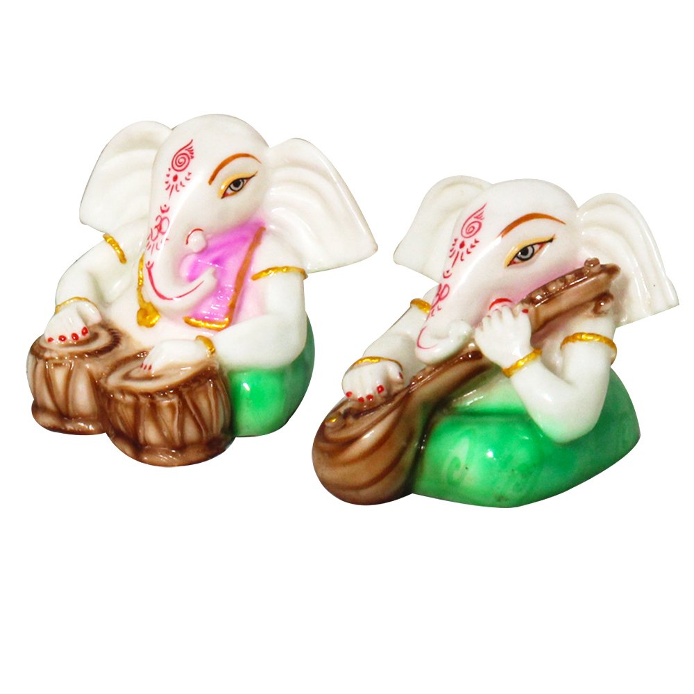 Pair of musical Ganesha Statue Showpiece 4.5 Inch ( 11.5 cm )