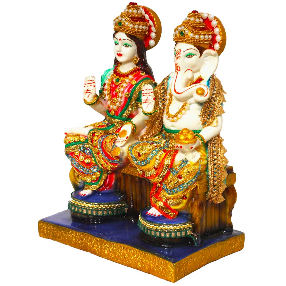Jarkan Decorated Lord Laxmi Ganesh Idol 11.5 Inch